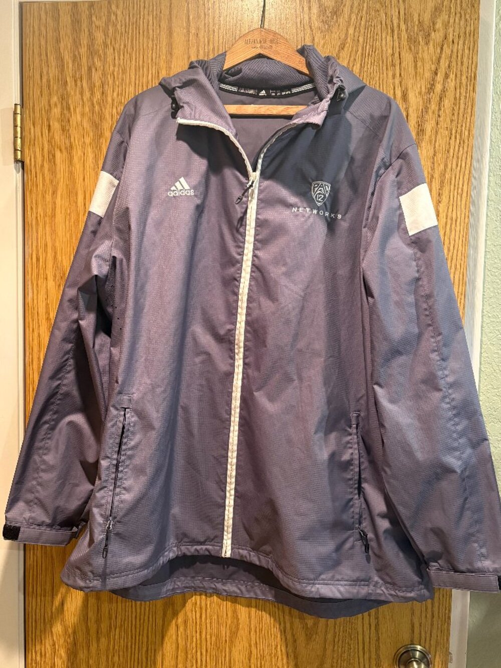 Adidas Pac-12 Networks Crew ClimaProof Rain Jacket Gray Men’s 2XL